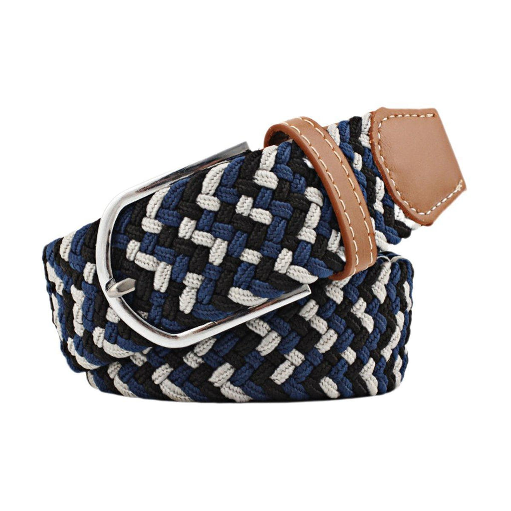 Unisex Braided Belt Casual Canvas Belt Adjustable Stretch Belt for Men Women - Green-Coffee