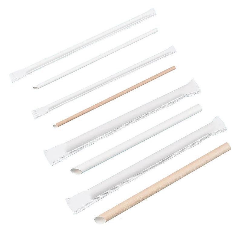 1000-2000pcs Colourful Paper Drinking Straws FOIL Metallic Party - Kraft-6*190mm 2000PCS