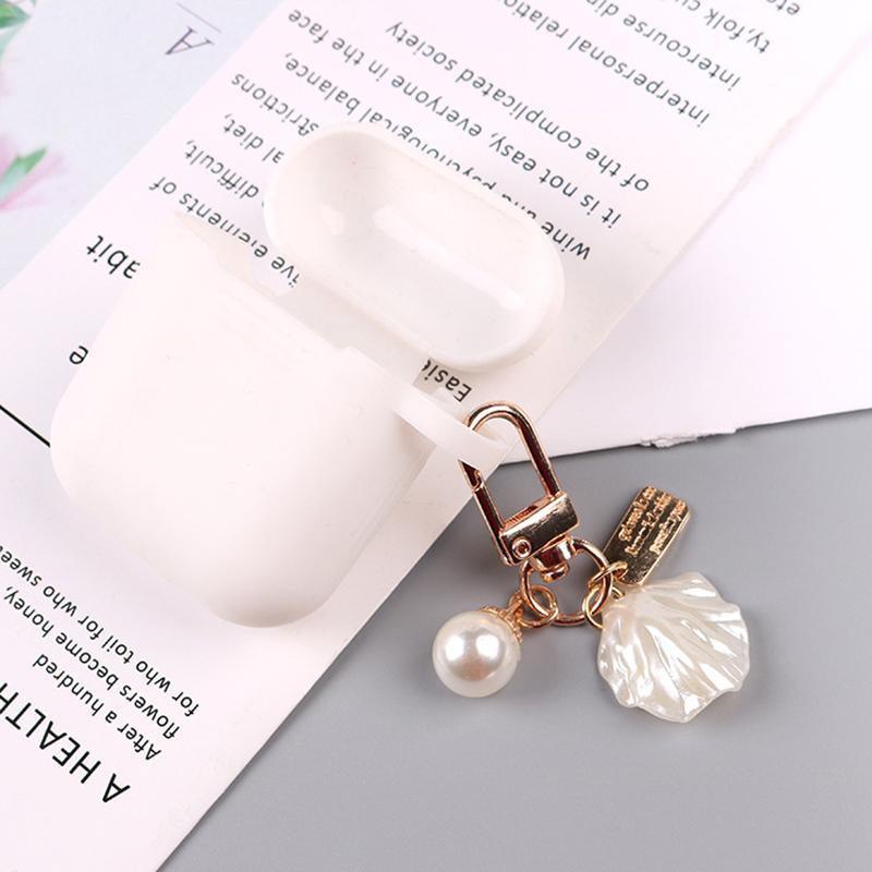 Womens Cute Key Rings Shell Heart Pearl Shape Keychain Charm Bag Hanger Pendants - D