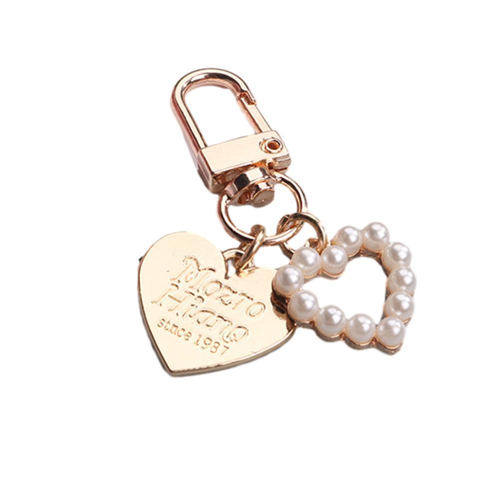 Womens Cute Key Rings Shell Heart Pearl Shape Keychain Charm Bag Hanger Pendants - B