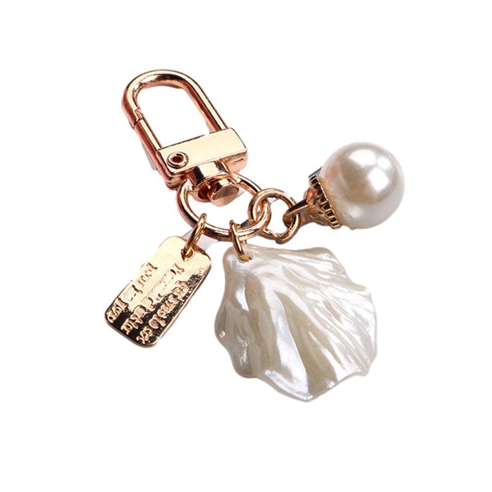 Womens Cute Key Rings Shell Heart Pearl Shape Keychain Charm Bag Hanger Pendants - 5