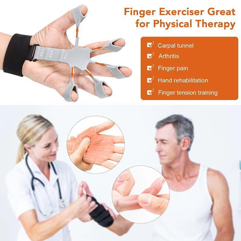 Finger Exerciser Strength Gripper Forearm Trainer Hand Grip Strengthener Therapy - 2# Black (21LB)
