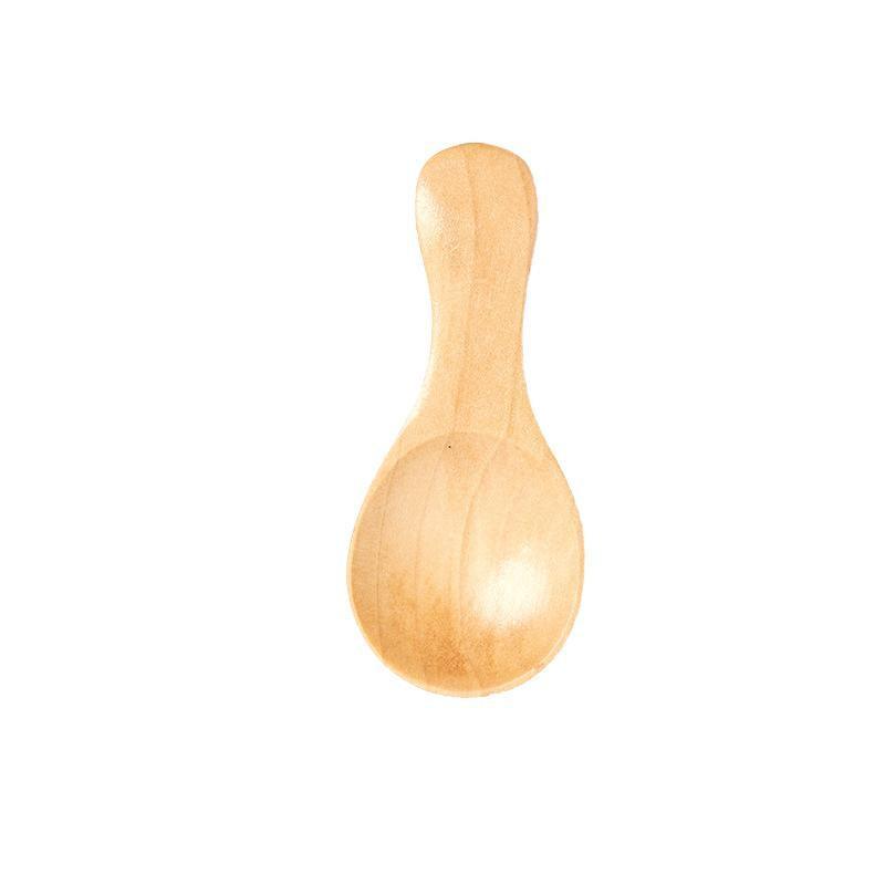 5PCS Mini Wooden Spoons Natural Wood Spice Condiment Dessert Scoops - Red
