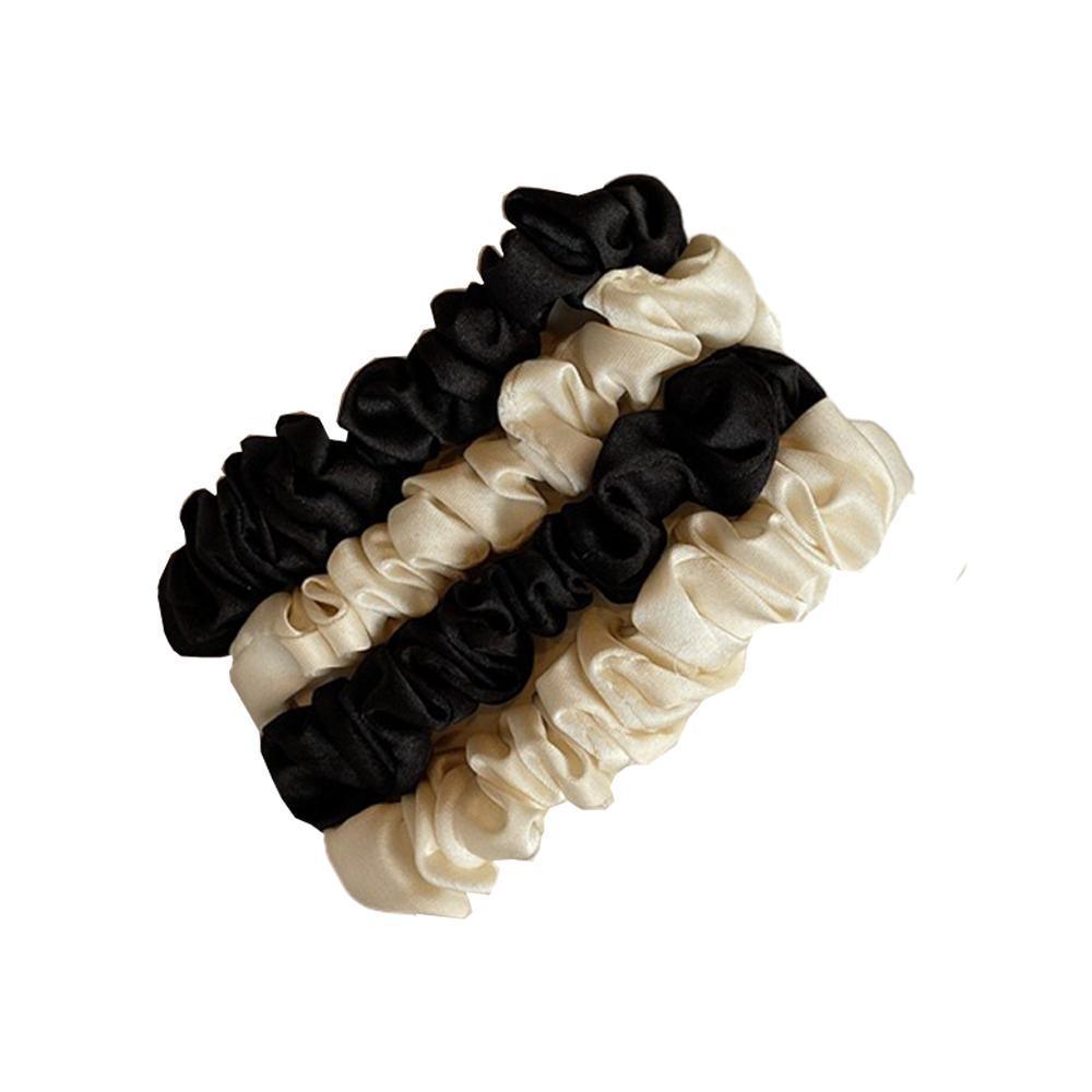 4Pcs/Set Silk Satin Small Scrunchies Ponytail Hair Ties Hair Rope Rubber Bands - E