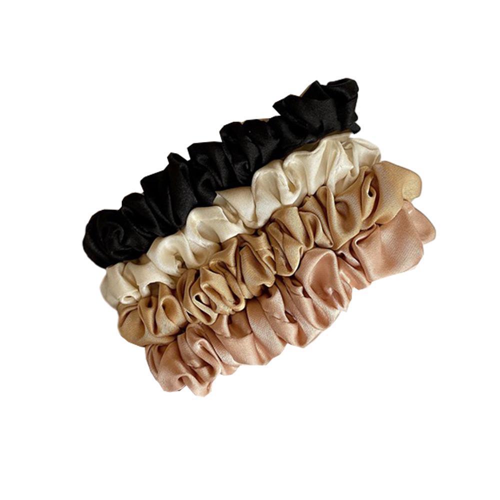 4Pcs/Set Silk Satin Small Scrunchies Ponytail Hair Ties Hair Rope Rubber Bands - D
