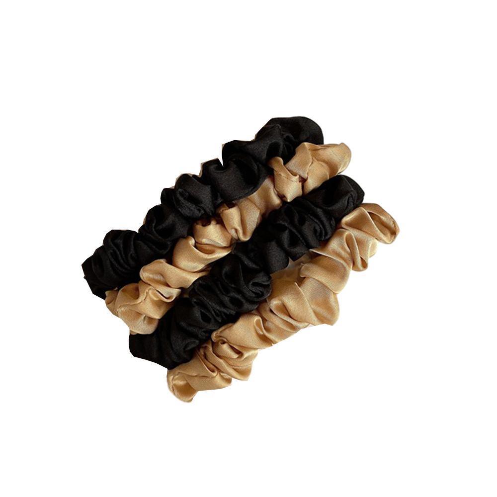 4Pcs/Set Silk Satin Small Scrunchies Ponytail Hair Ties Hair Rope Rubber Bands - D