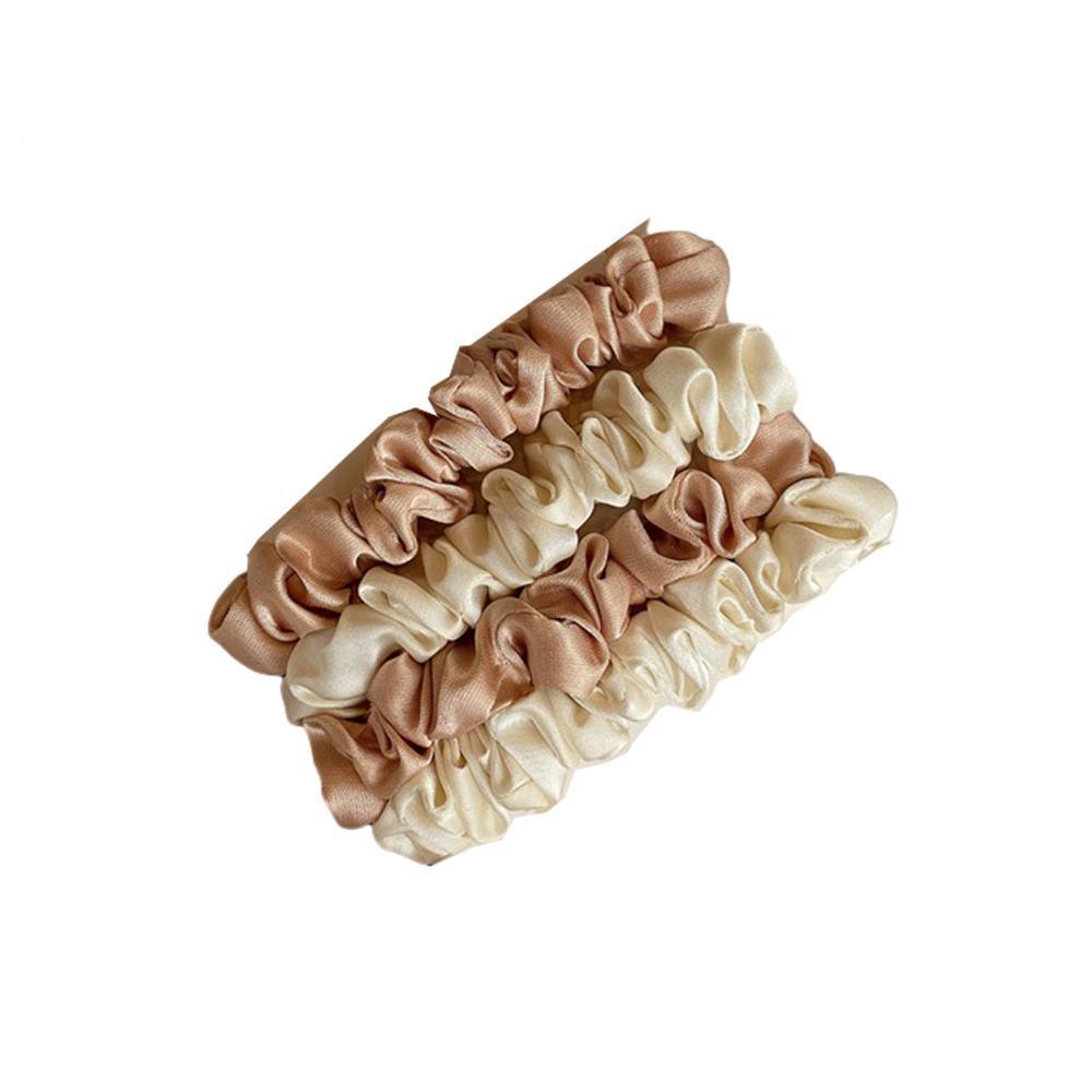 4Pcs/Set Silk Satin Small Scrunchies Ponytail Hair Ties Hair Rope Rubber Bands - D
