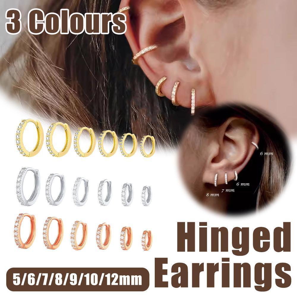 7sizes Hoop Earring Silver Zirconia Ear Huggie Hoop Cartilage Piercing Jewellery - Silver-7mm