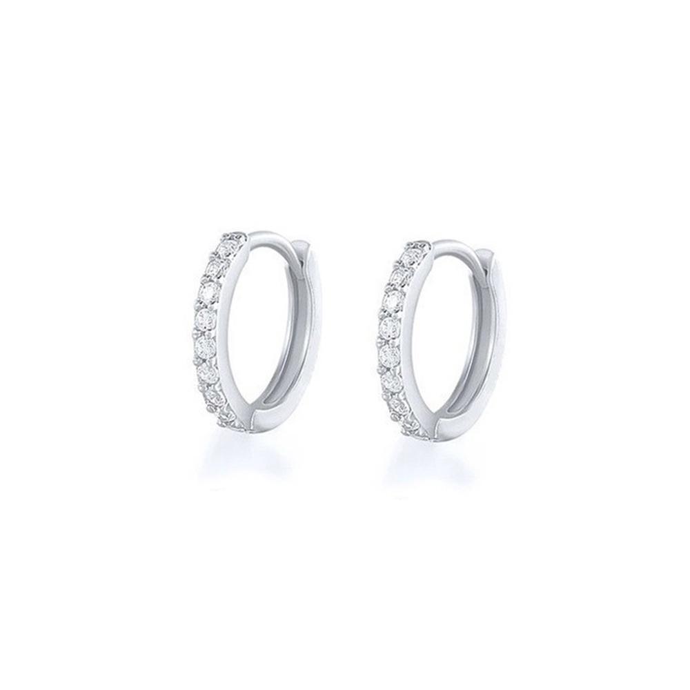 7sizes Hoop Earring Silver Zirconia Ear Huggie Hoop Cartilage Piercing Jewellery - Silver-7mm