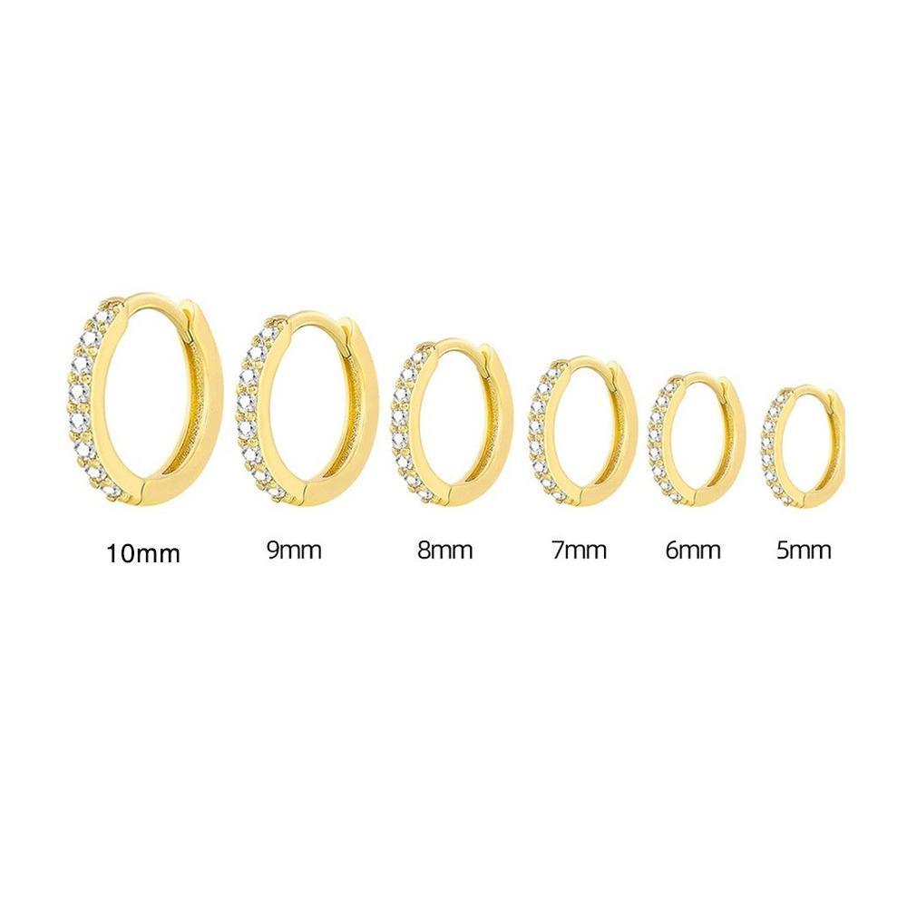 7sizes Hoop Earring Silver Zirconia Ear Huggie Hoop Cartilage Piercing Jewellery - Champagne-6mm