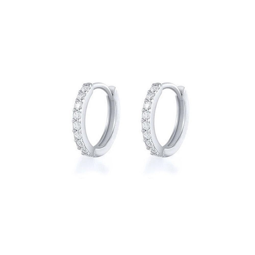 7sizes Hoop Earring Silver Zirconia Ear Huggie Hoop Cartilage Piercing Jewellery - Silver-5mm