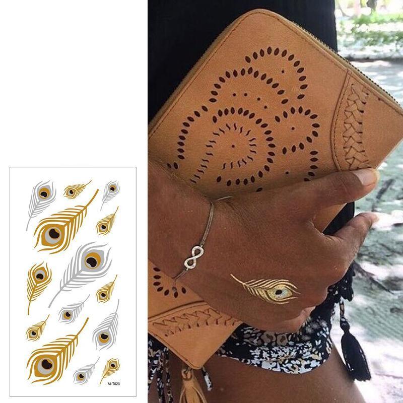 Women Lady Metallic gold silver color boho arm Body Temporary Tattoo Sticker Art - MTOM17