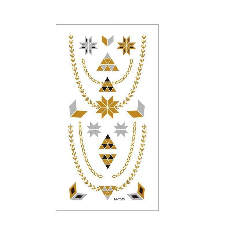 Women Lady Metallic gold silver color boho arm Body Temporary Tattoo Sticker Art - MTOM19