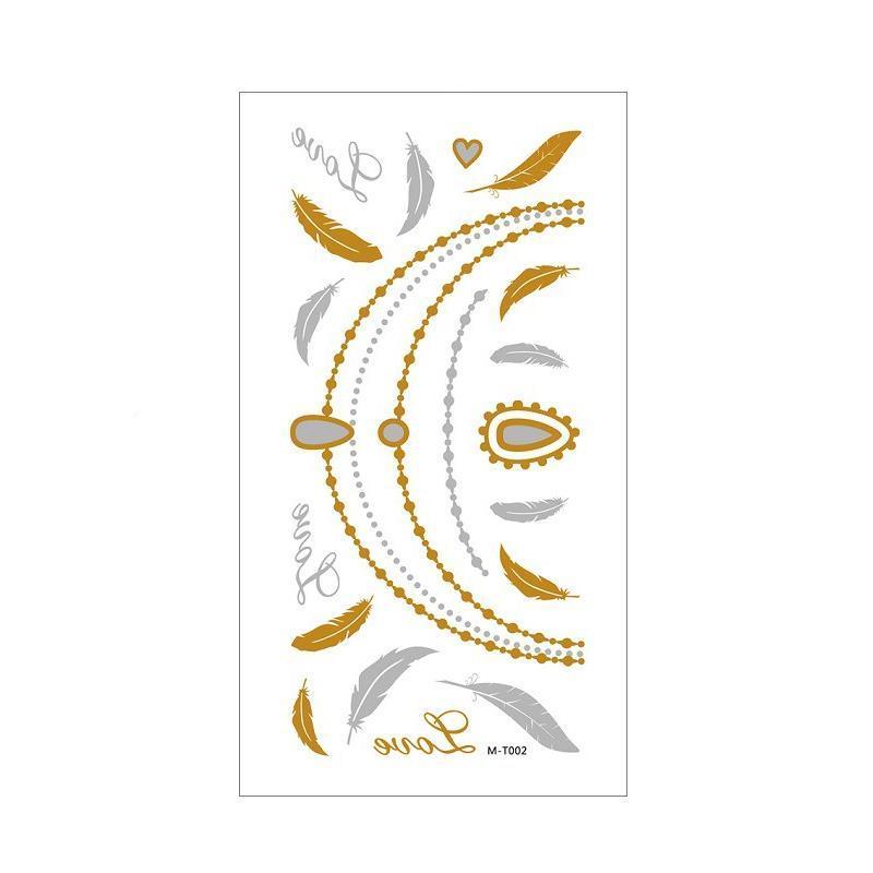 Women Lady Metallic gold silver color boho arm Body Temporary Tattoo Sticker Art - MTOM18
