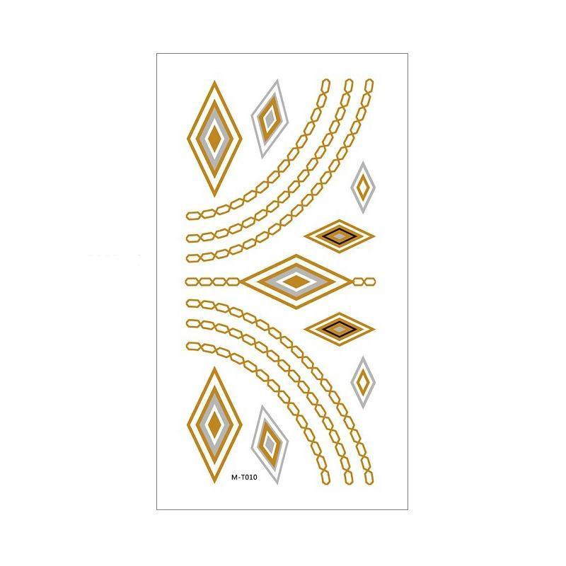 Women Lady Metallic gold silver color boho arm Body Temporary Tattoo Sticker Art - MTOM18