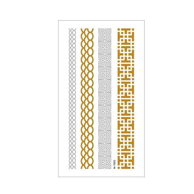 Women Lady Metallic gold silver color boho arm Body Temporary Tattoo Sticker Art - MTOM13