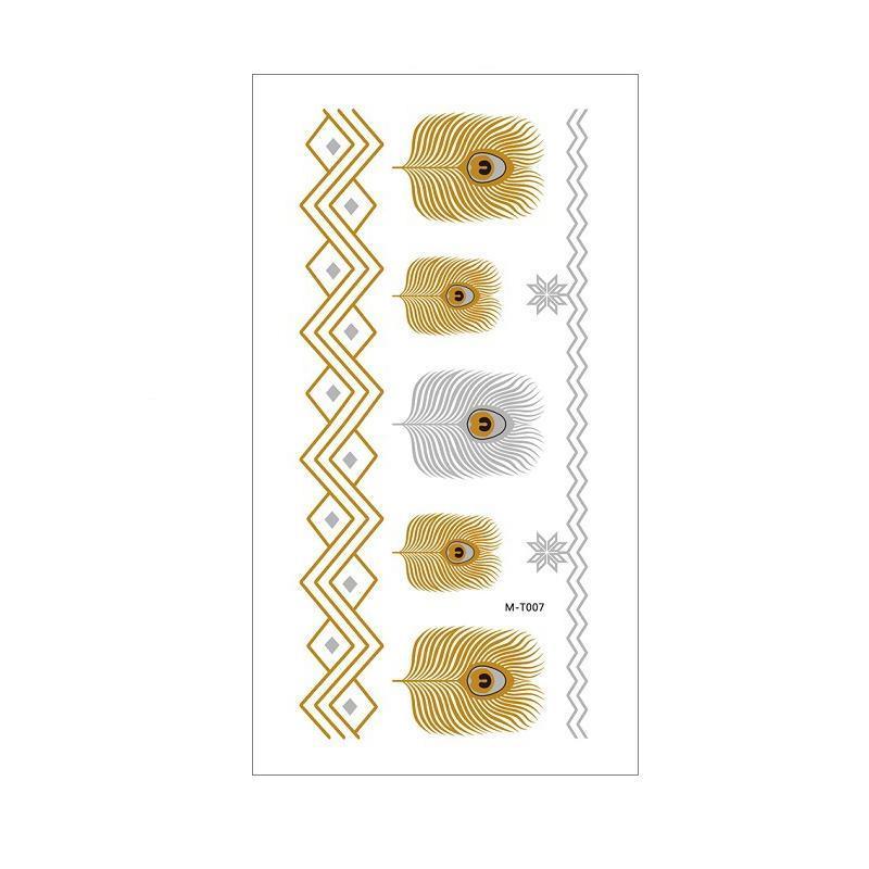 Women Lady Metallic gold silver color boho arm Body Temporary Tattoo Sticker Art - MTOM13