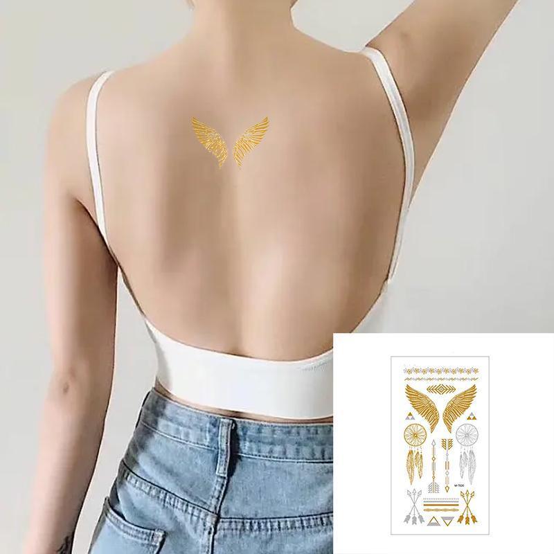 Women Lady Metallic gold silver color boho arm Body Temporary Tattoo Sticker Art - MTOM22