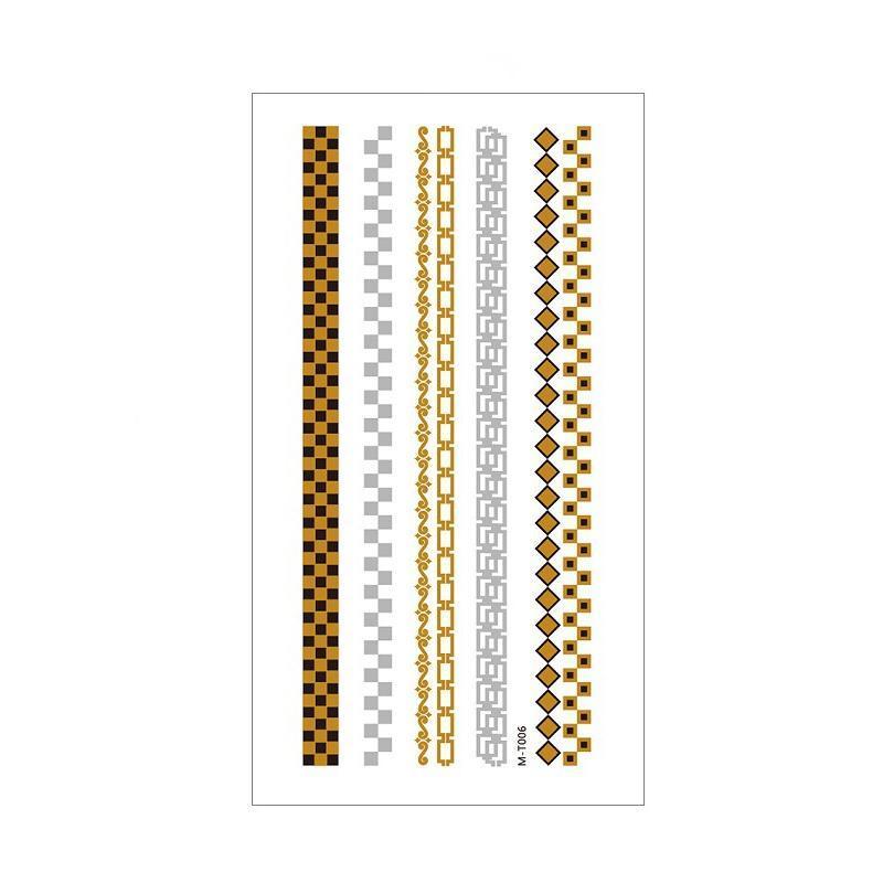 Women Lady Metallic gold silver color boho arm Body Temporary Tattoo Sticker Art - MTOM22
