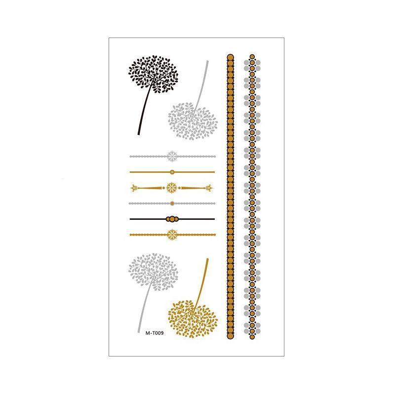 Women Lady Metallic gold silver color boho arm Body Temporary Tattoo Sticker Art - MTOM22
