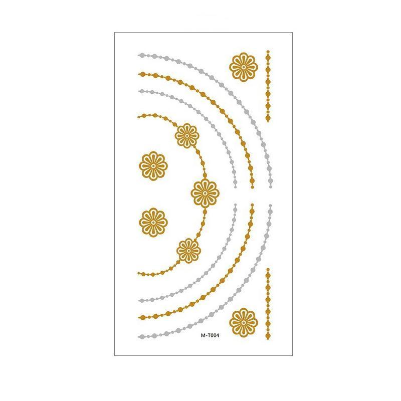 Women Lady Metallic gold silver color boho arm Body Temporary Tattoo Sticker Art - MTOM28