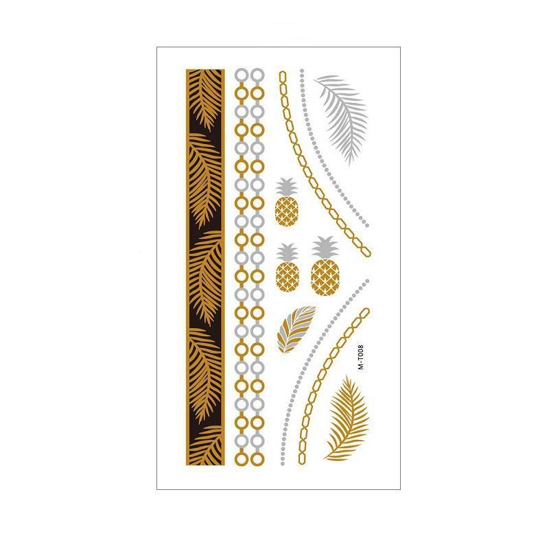 Women Lady Metallic gold silver color boho arm Body Temporary Tattoo Sticker Art - MTOM11