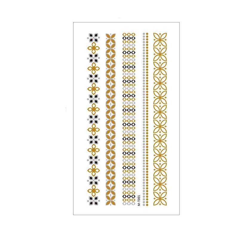 Women Lady Metallic gold silver color boho arm Body Temporary Tattoo Sticker Art - MTOM20