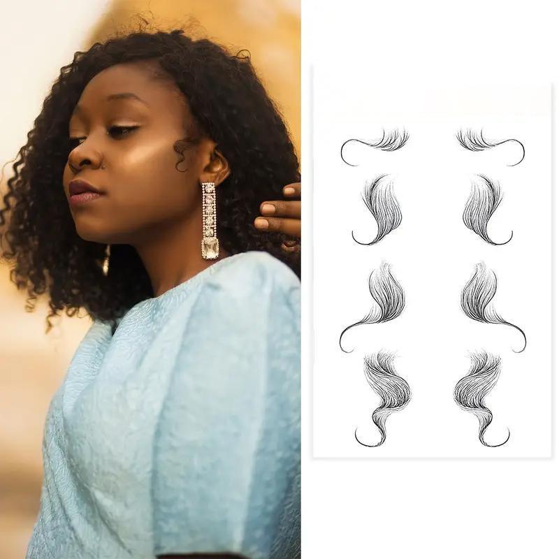 Hairline Edge Tattoo Stickers - Curly Fringe Decals for Women Styling - 9