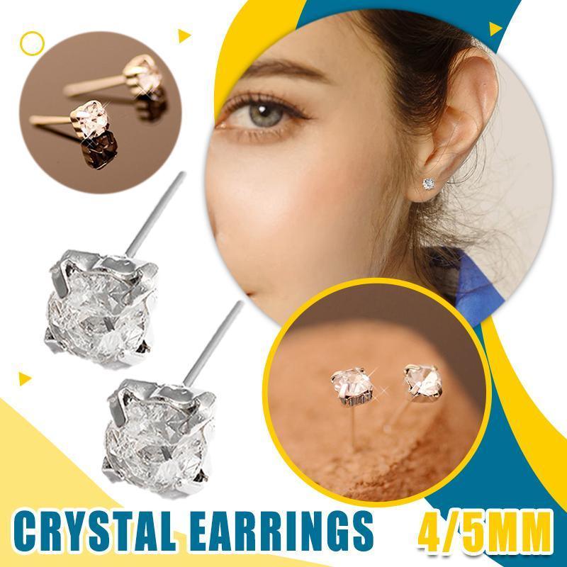 4/5mm Cushion Lab-Created Diamond Stud Earrings Women's 14K White Gold Finish - 5MM