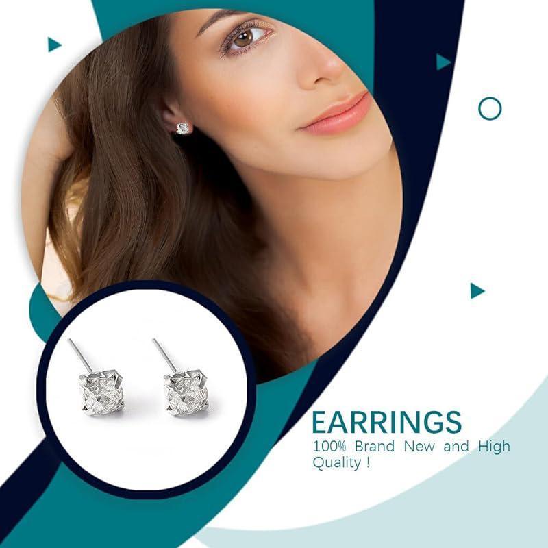 4/5mm Cushion Lab-Created Diamond Stud Earrings Women's 14K White Gold Finish - 5MM