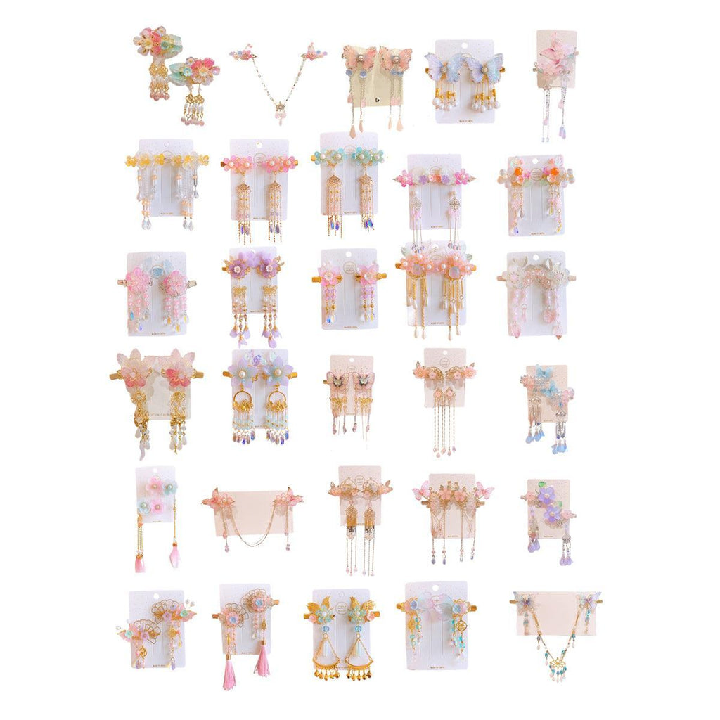 2Pcs Hanfu Flower Hair Clip with Pearl Tassel Butterfly Hairpin for Women and Girls Party - 4