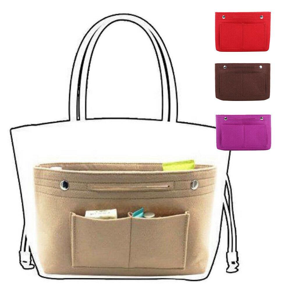 Travel Organiser Handbag Felt Bag Tote Insert Liner Purse Pouch Women 25*16*9Cm - Yellow