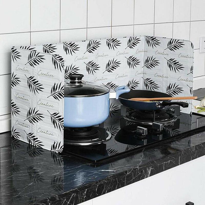 Kitchen Oil Splash Guard Wall Foil Protector Stove Cover Removable Baffle Screen - Yellow Cat