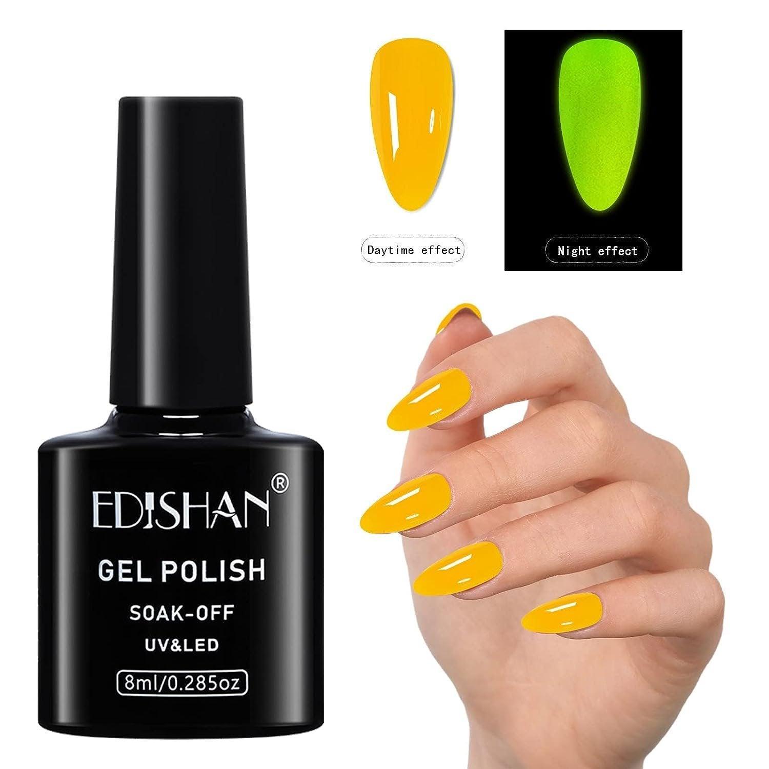 8ml Fluorescent Glow-In-Dark Gel Soak Off UV LED Nail Art Varnish DIY Luminous - 03#Fluorescent Green