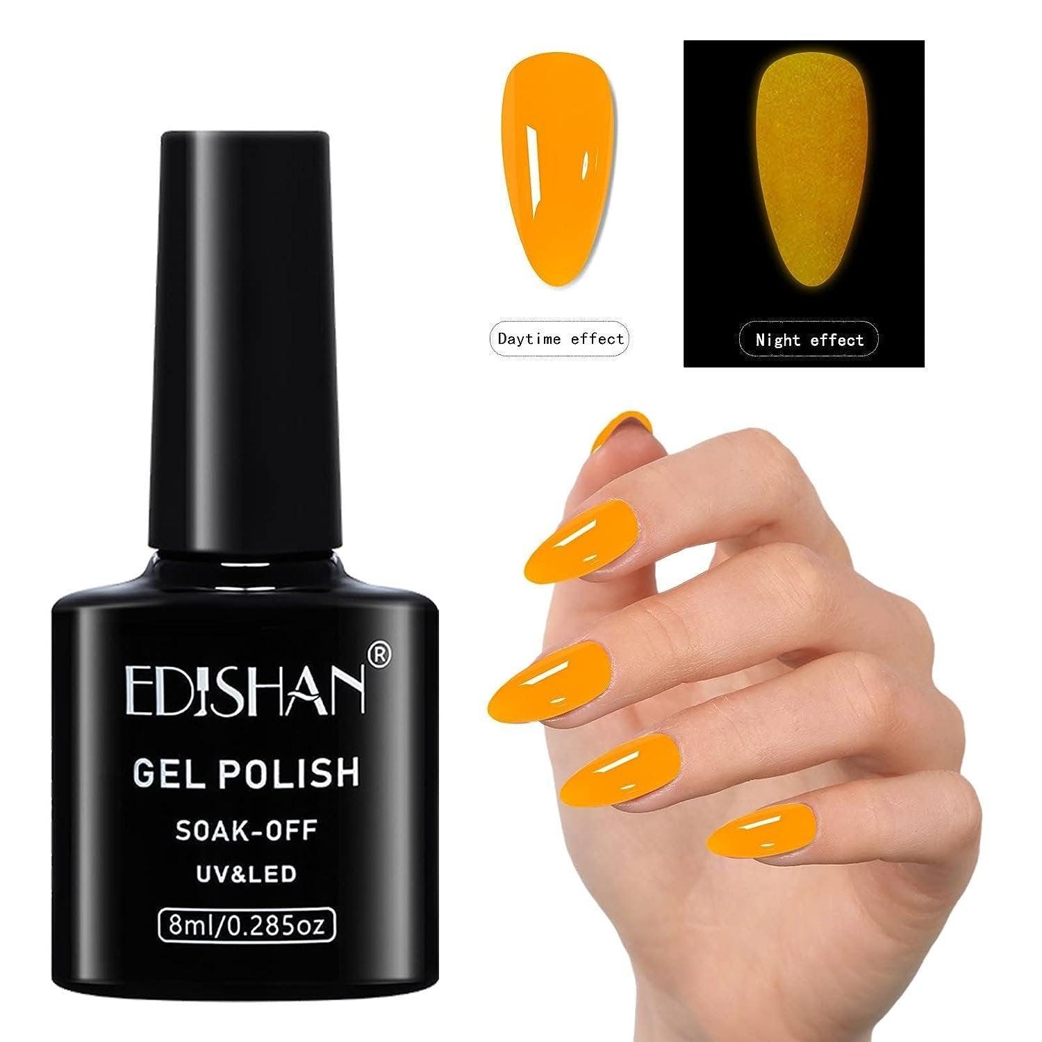 8ml Fluorescent Glow-In-Dark Gel Soak Off UV LED Nail Art Varnish DIY Luminous - 03#Fluorescent Green
