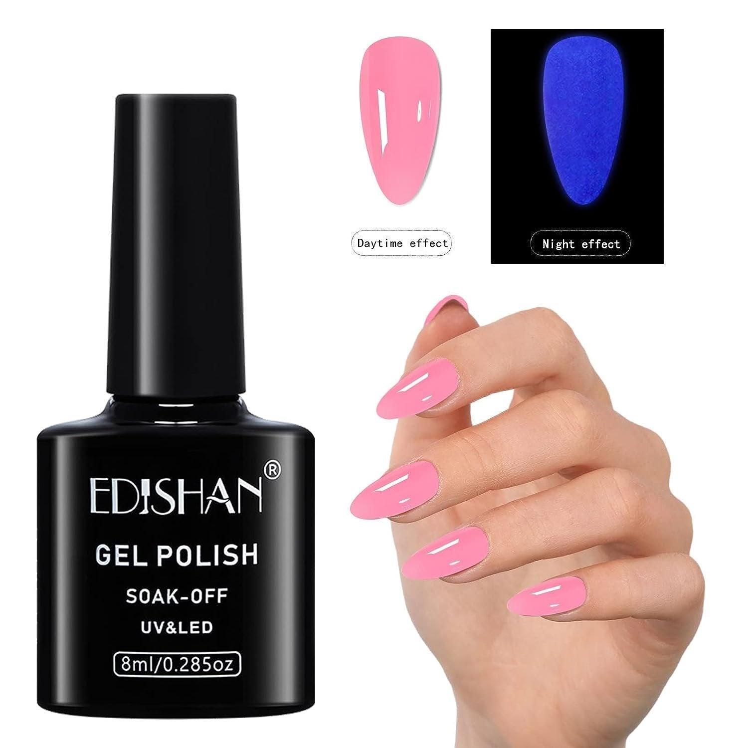 8ml Fluorescent Glow-In-Dark Gel Soak Off UV LED Nail Art Varnish DIY Luminous - 03#Fluorescent Green