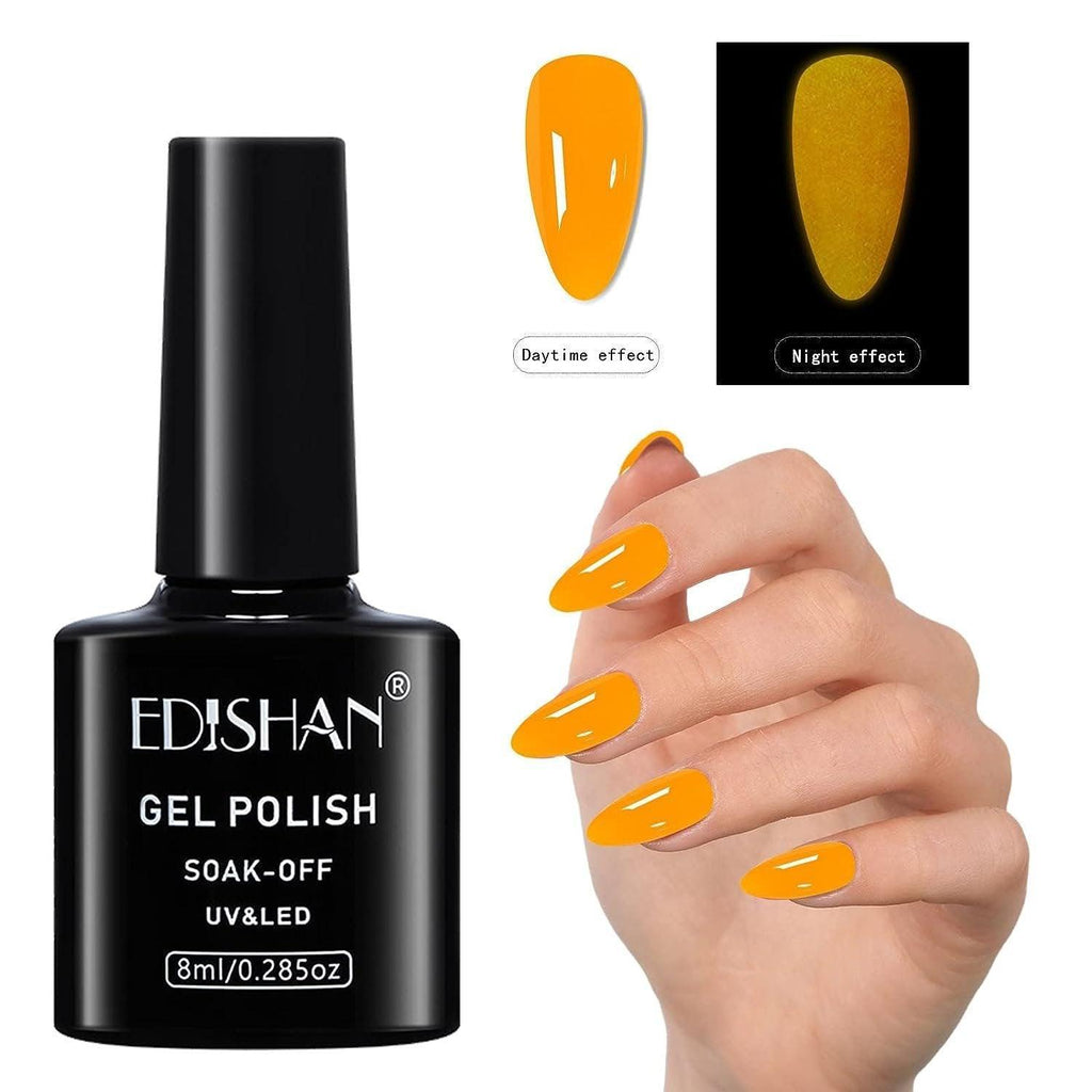 8ml Fluorescent Glow-In-Dark Gel Soak Off UV LED Nail Art Varnish DIY Luminous - 05#Fluorescent Grapefruit Red