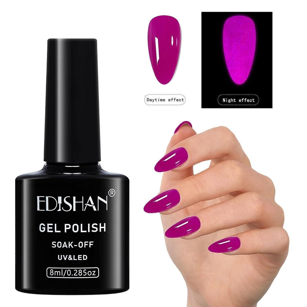 8ml Fluorescent Glow-In-Dark Gel Soak Off UV LED Nail Art Varnish DIY Luminous - 05#Fluorescent Grapefruit Red