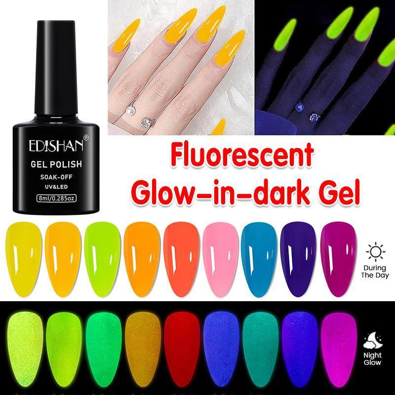 8ml Fluorescent Glow-In-Dark Gel Soak Off UV LED Nail Art Varnish DIY Luminous - 06#Fluorescent Phosphor