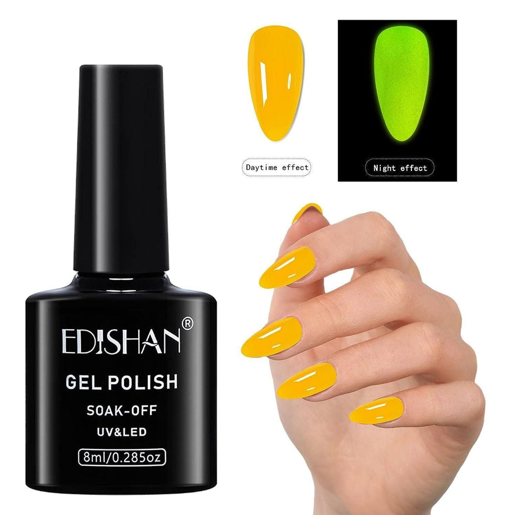 8ml Fluorescent Glow-In-Dark Gel Soak Off UV LED Nail Art Varnish DIY Luminous - 06#Fluorescent Phosphor