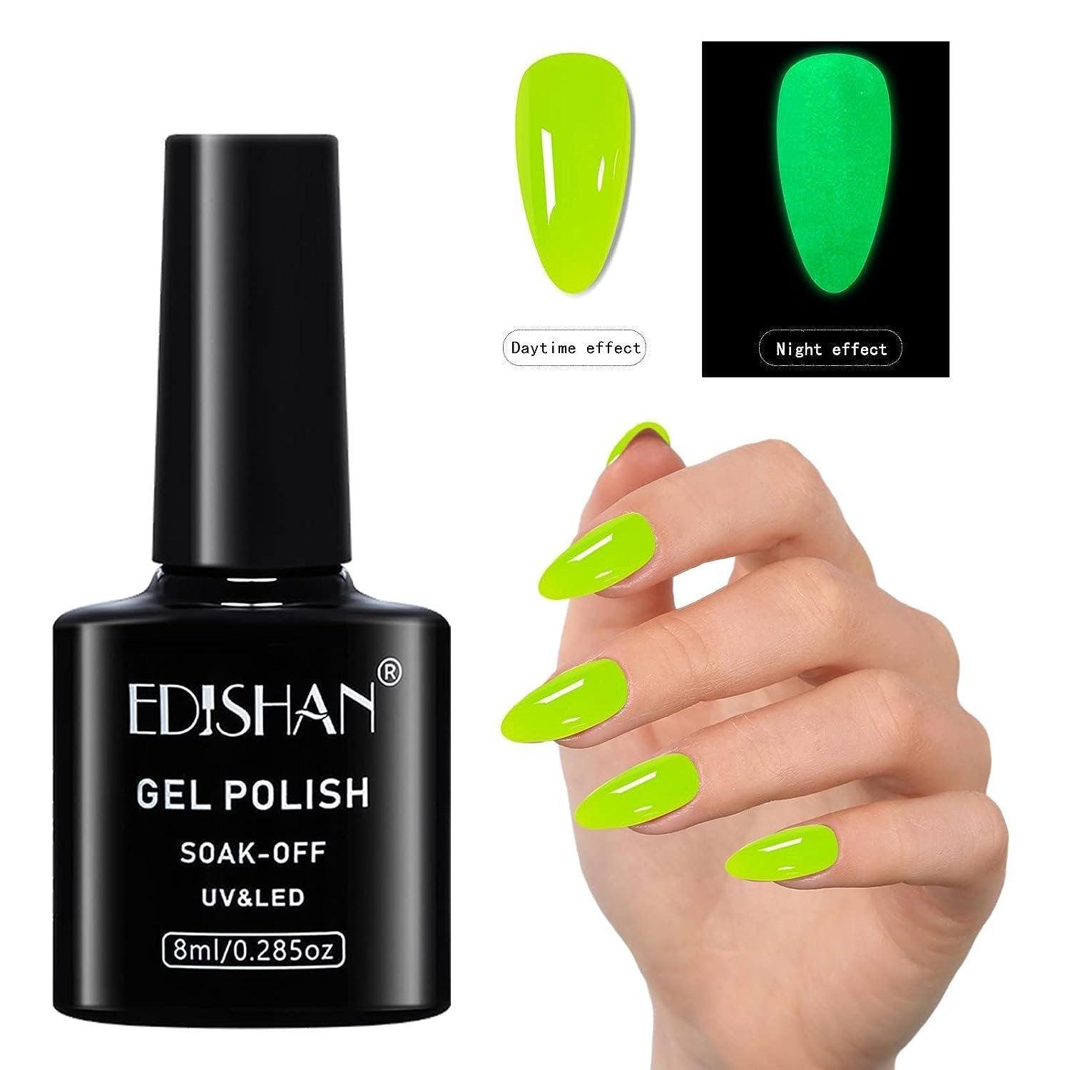 8ml Fluorescent Glow-In-Dark Gel Soak Off UV LED Nail Art Varnish DIY Luminous - 06#Fluorescent Phosphor