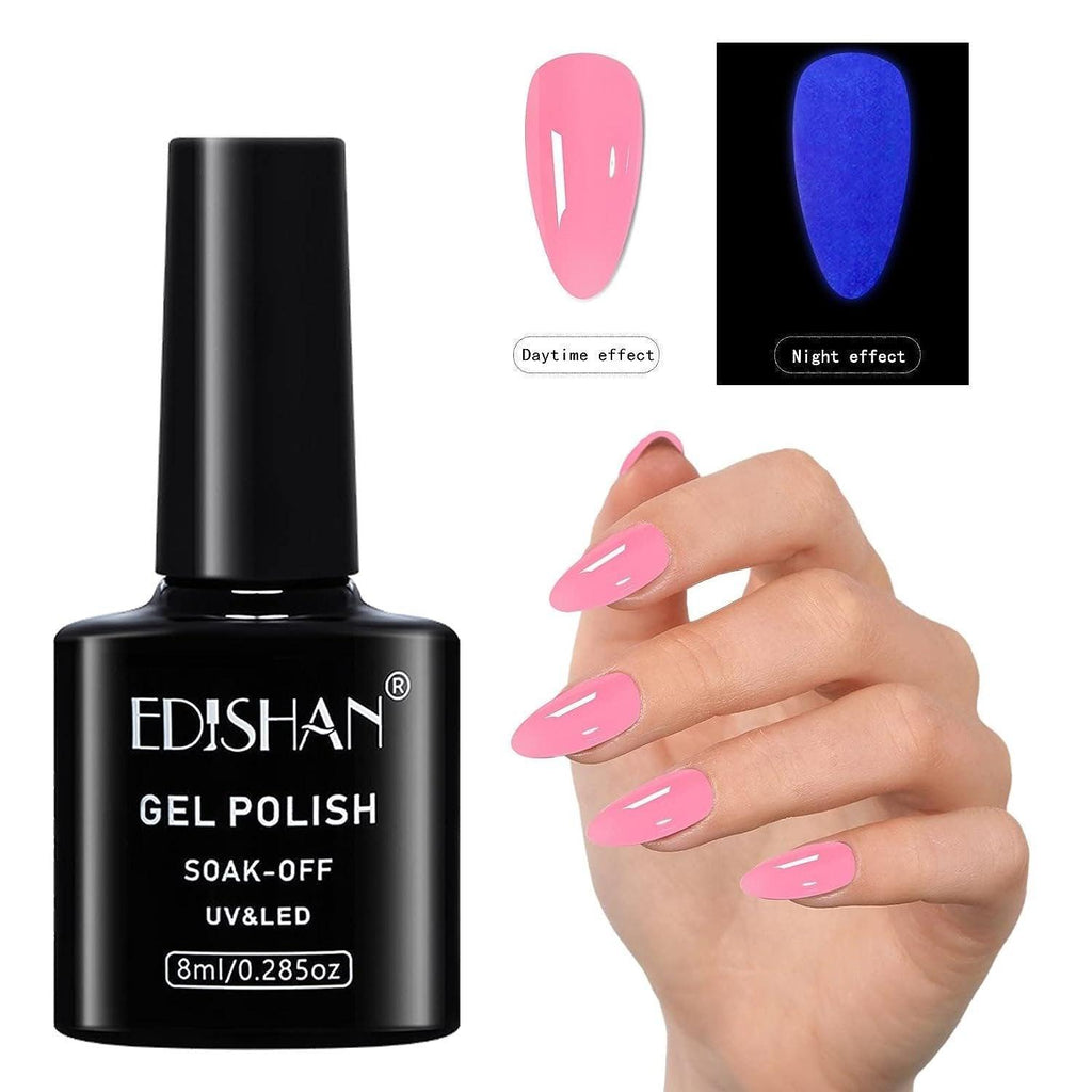 8ml Fluorescent Glow-In-Dark Gel Soak Off UV LED Nail Art Varnish DIY Luminous - 06#Fluorescent Phosphor