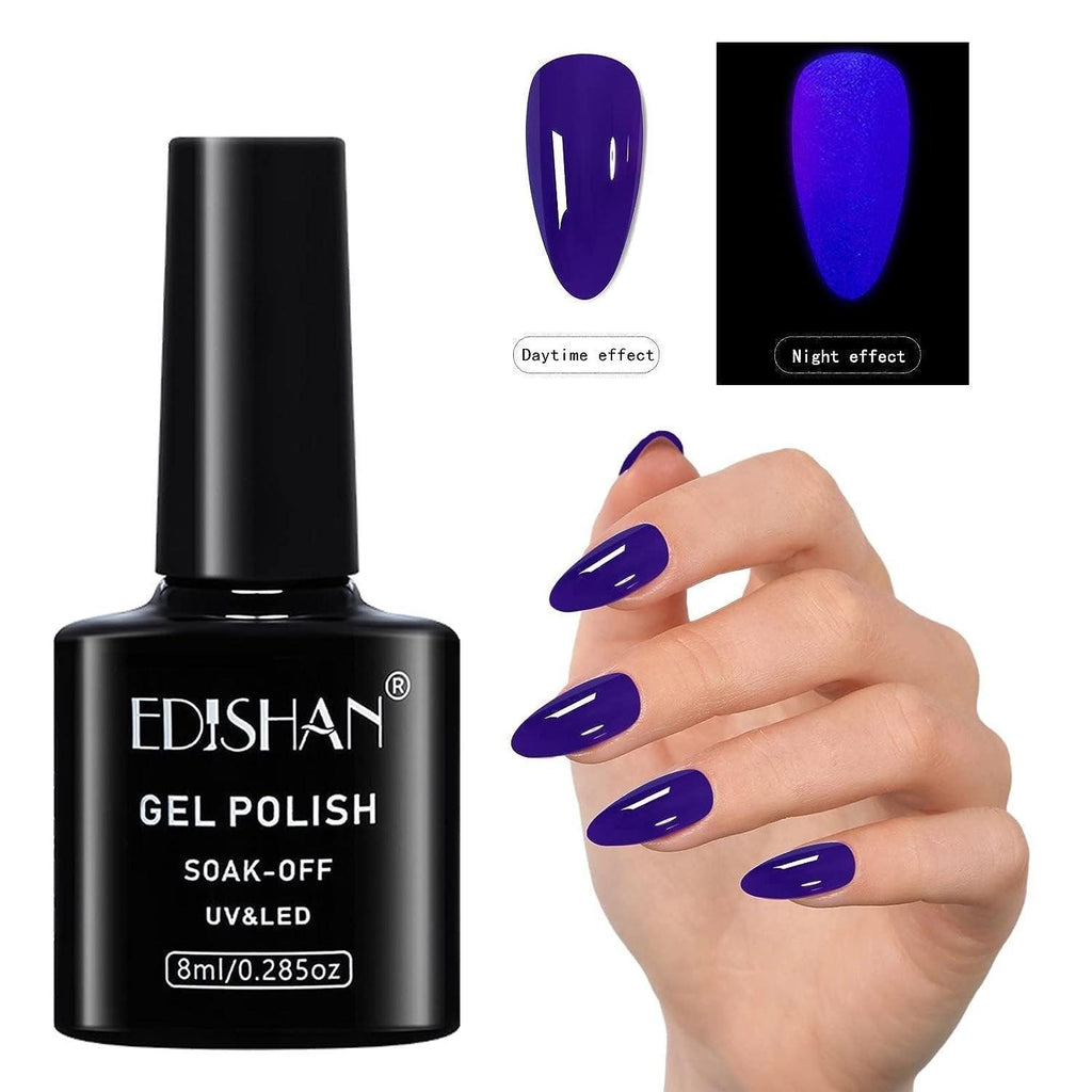 8ml Fluorescent Glow-In-Dark Gel Soak Off UV LED Nail Art Varnish DIY Luminous - 06#Fluorescent Phosphor