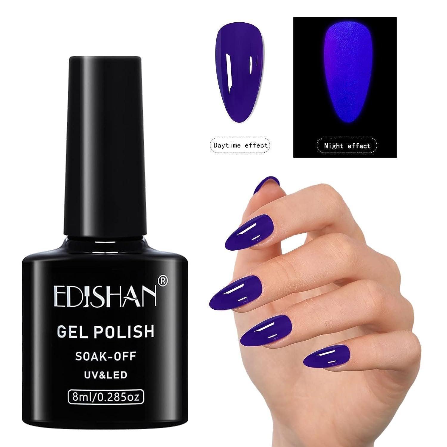 8ml Fluorescent Glow-In-Dark Gel Soak Off UV LED Nail Art Varnish DIY Luminous - 07#Fluorescent Blue