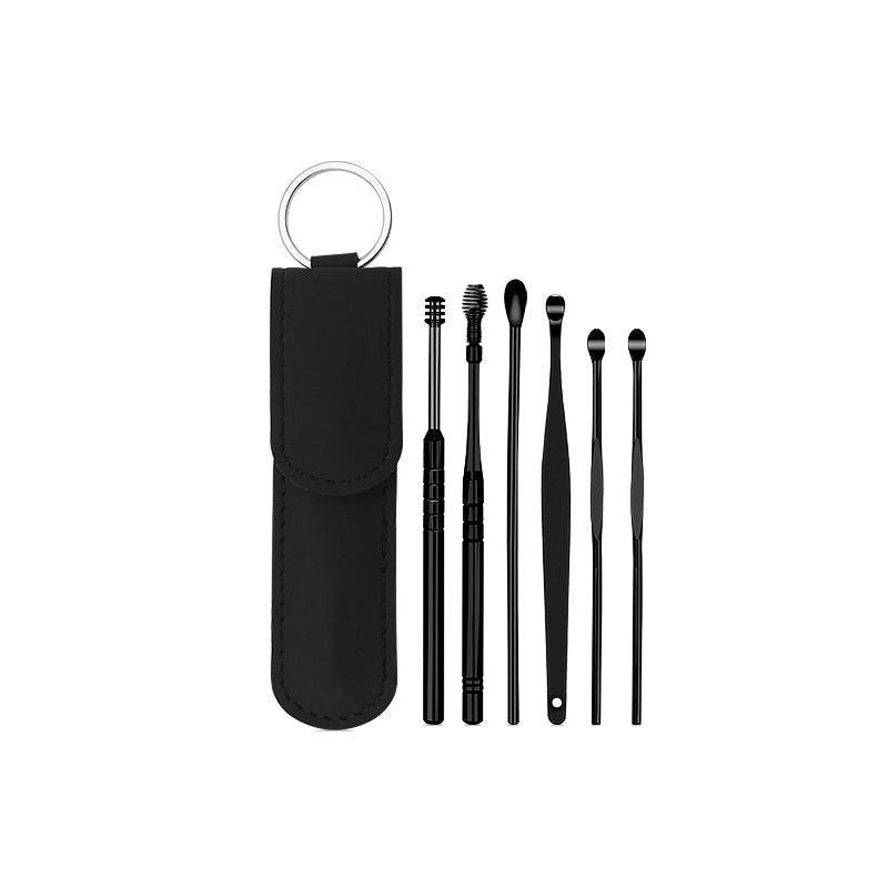 6Pcs Earpick Ear Wax Curette Ear Cleaner Remover Spoon Ear Cleaning Tool Kit - Green