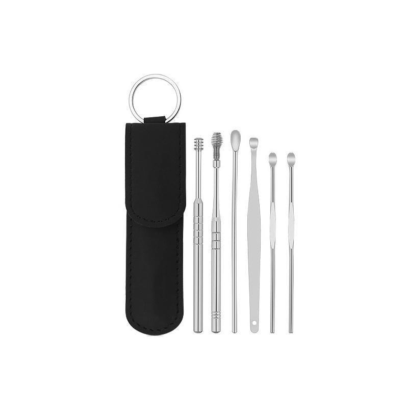 6Pcs Earpick Ear Wax Curette Ear Cleaner Remover Spoon Ear Cleaning Tool Kit - Purple