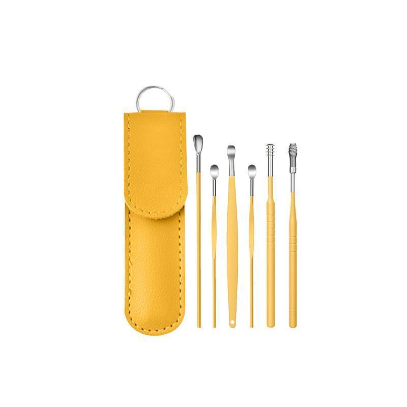 6Pcs Earpick Ear Wax Curette Ear Cleaner Remover Spoon Ear Cleaning Tool Kit - Purple