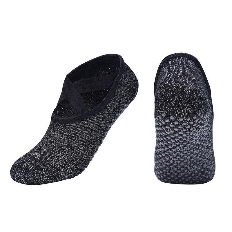 Yoga Socks Non Slip Pilates Ballet Grip Socks for Women Gym Fitness - Black