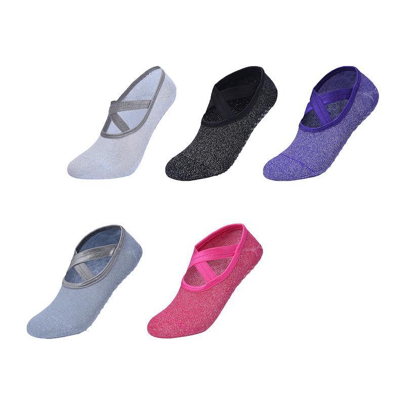 Yoga Socks Non Slip Pilates Ballet Grip Socks for Women Gym Fitness - Purple