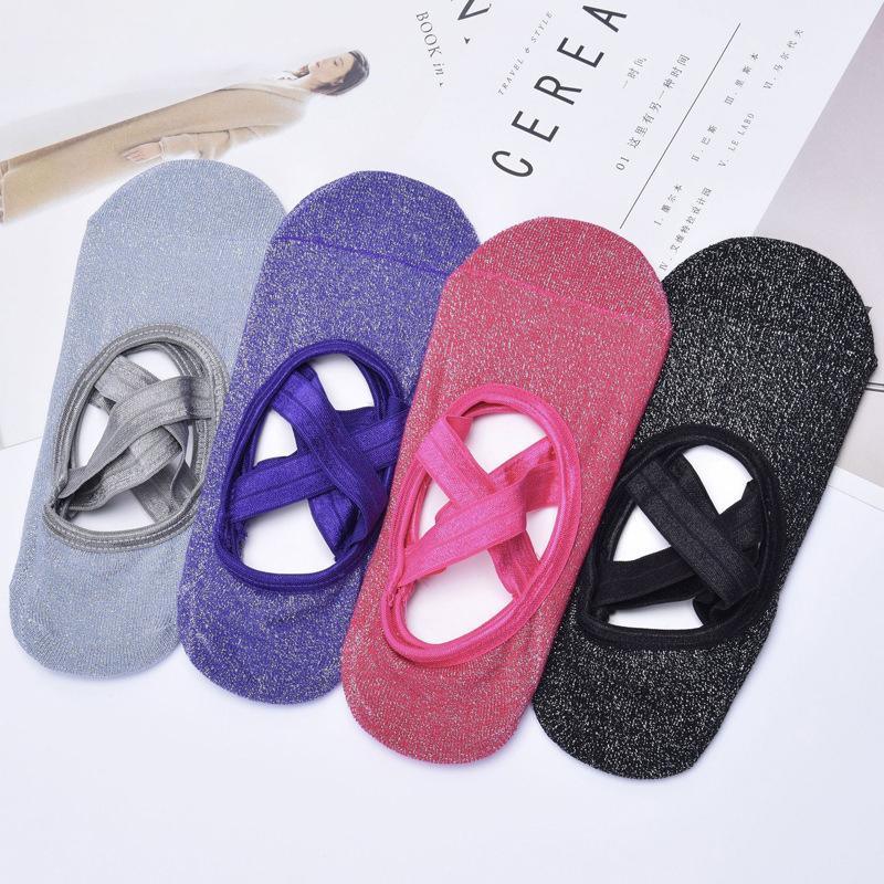 Yoga Socks Non Slip Pilates Ballet Grip Socks for Women Gym Fitness - Purple